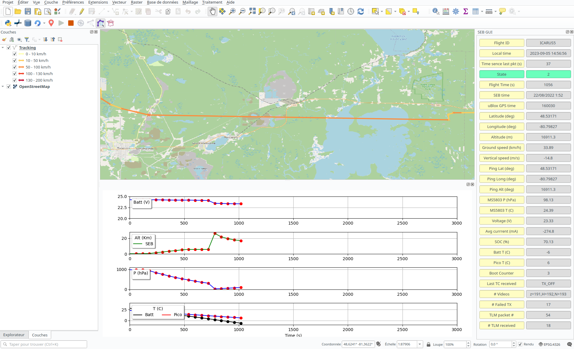 (Fr) QGIS pour afficher des données télémétriques géospatiales