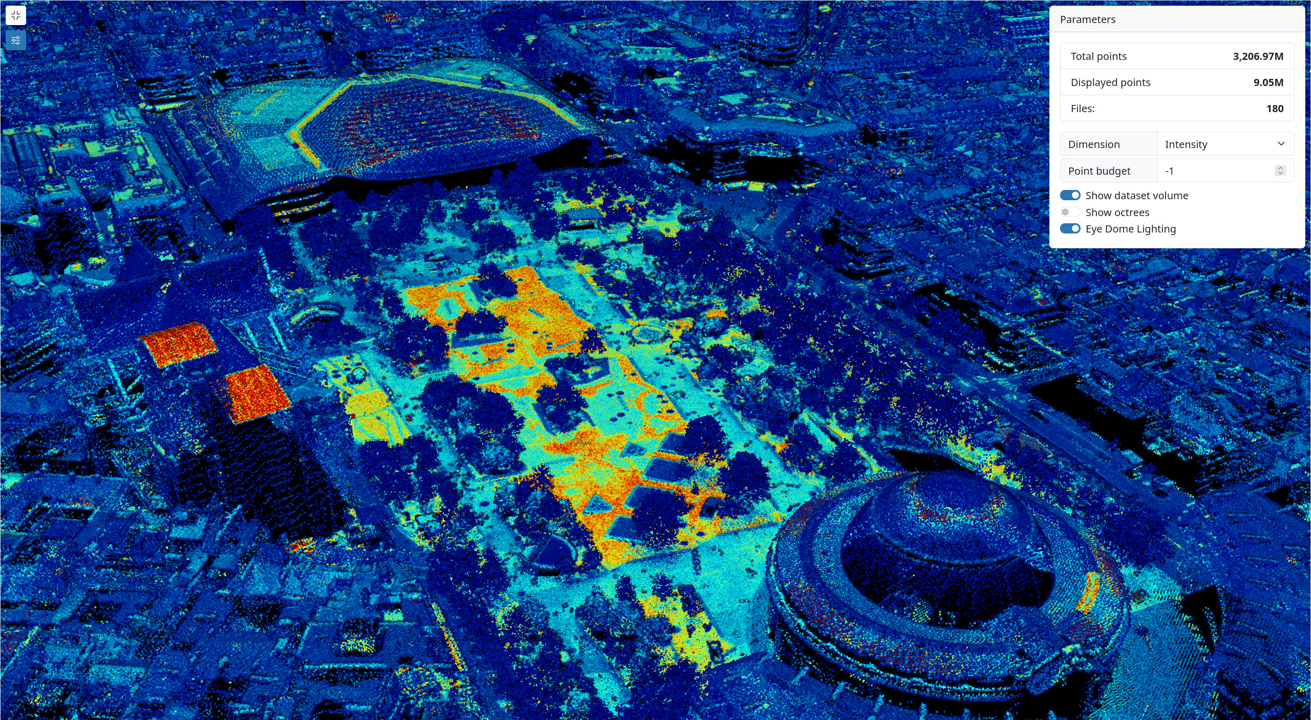 Point cloud intensities