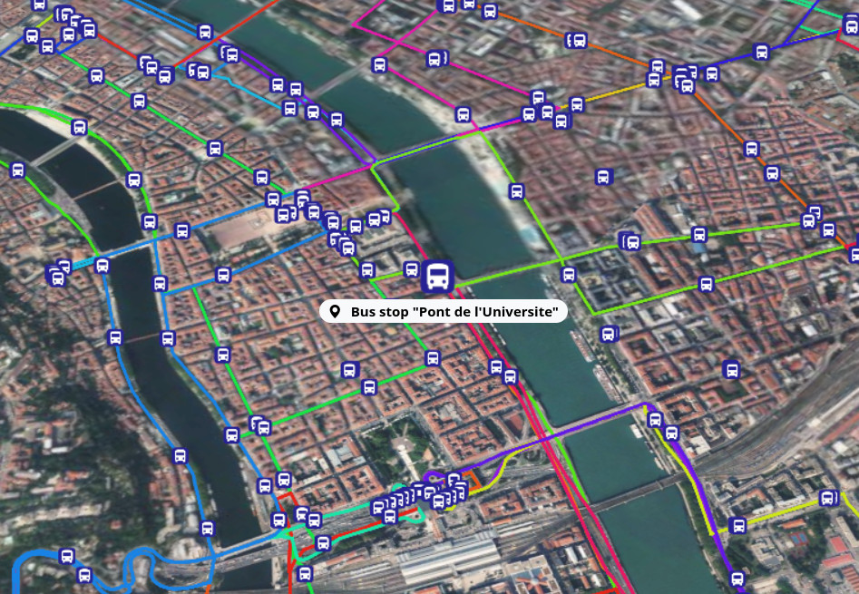 Des lignes de bus représentées par des features 3D