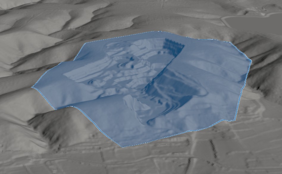 A polygon draped over terrain using the Map entity