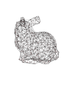 "Standford Bunny de CGAL" - Lapin 3D vue maillée avec le nuage de points