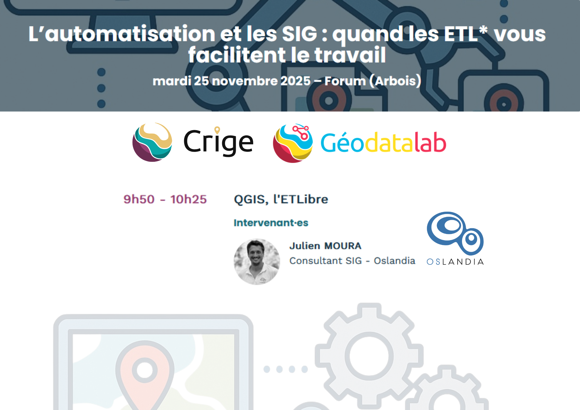 Oslandia - (Fr) Conférence “Automatisation &amp; SIG” mardi 25 novembre