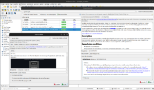 Capture d'écran de l'explorateur de tickets et du formulaire pour créer une nouvelle demande dans le plugin Oslandia pour QGIS