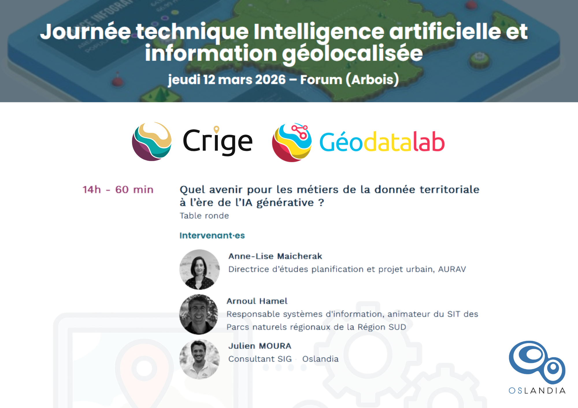 Oslandia - (Fr) Journée technique Intelligence artificielle et information géolocalisée – 12 mars 2026