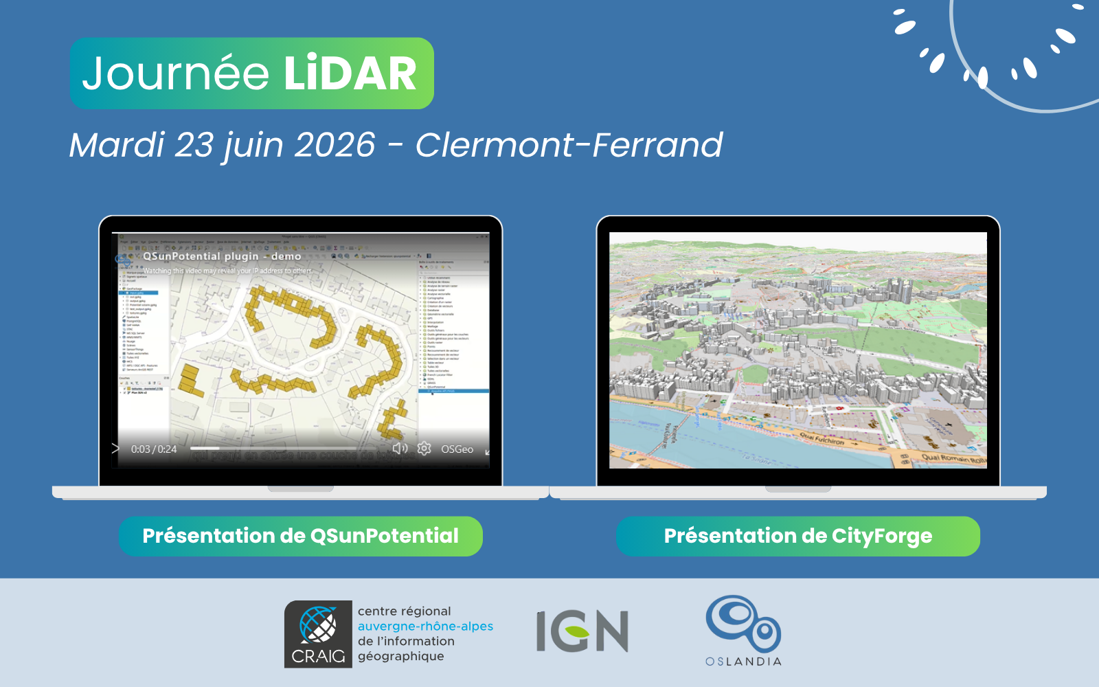 Oslandia - (Fr) Journée LiDAR – 23 juin 2026 à Clermont-Ferrand
